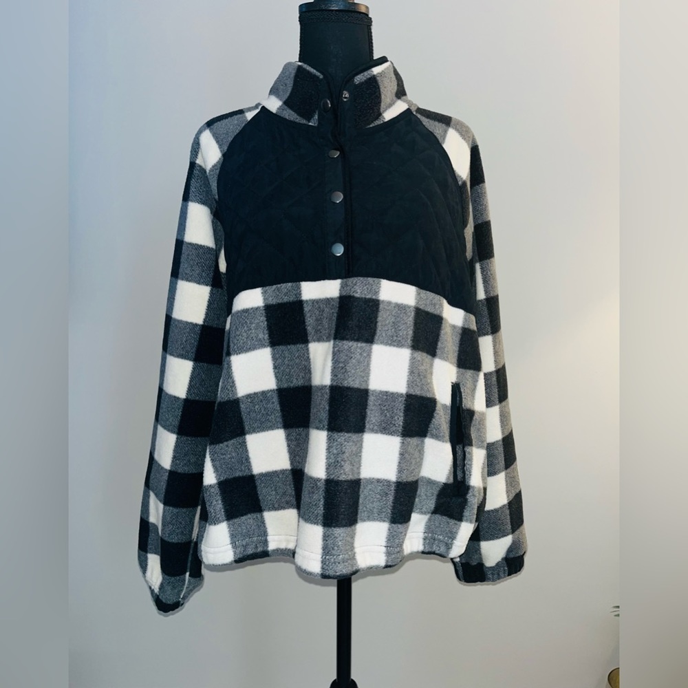 Fleece checked pullover